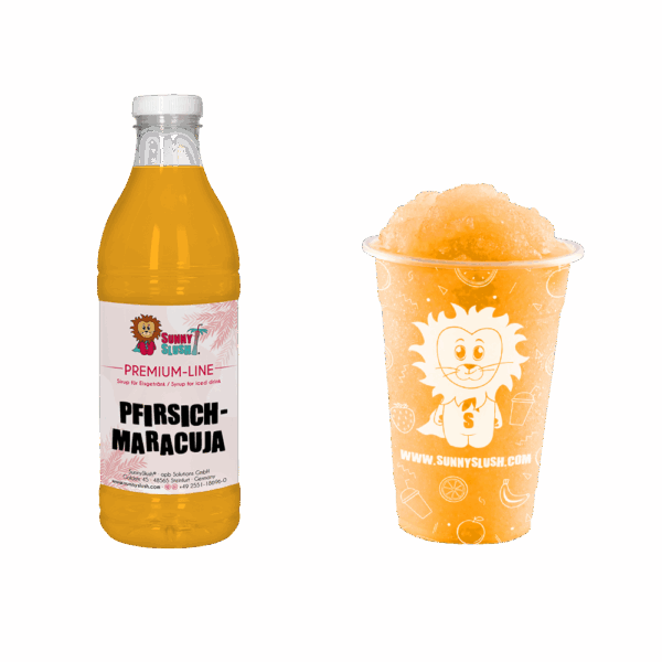 SunnySlush_Flasche+Becher_Pfirsich-Maracuja