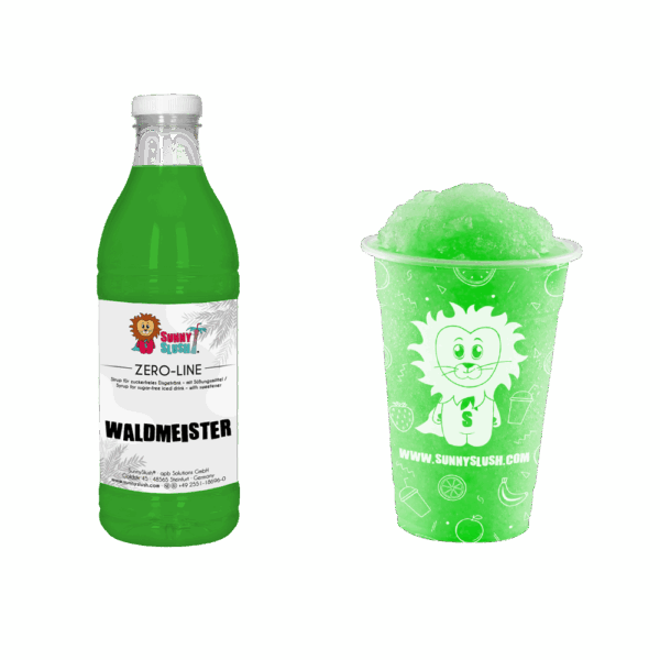 SunnySlush_Flasche+Becher_Waldmeister