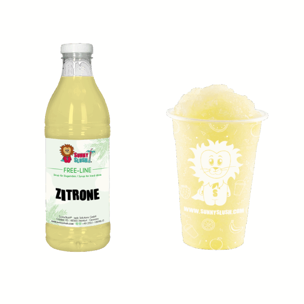 SunnySlush_Flasche+Becher_Zitrone