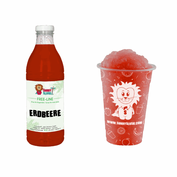 SunnySlush_Flasche+Becher_Erdbeere